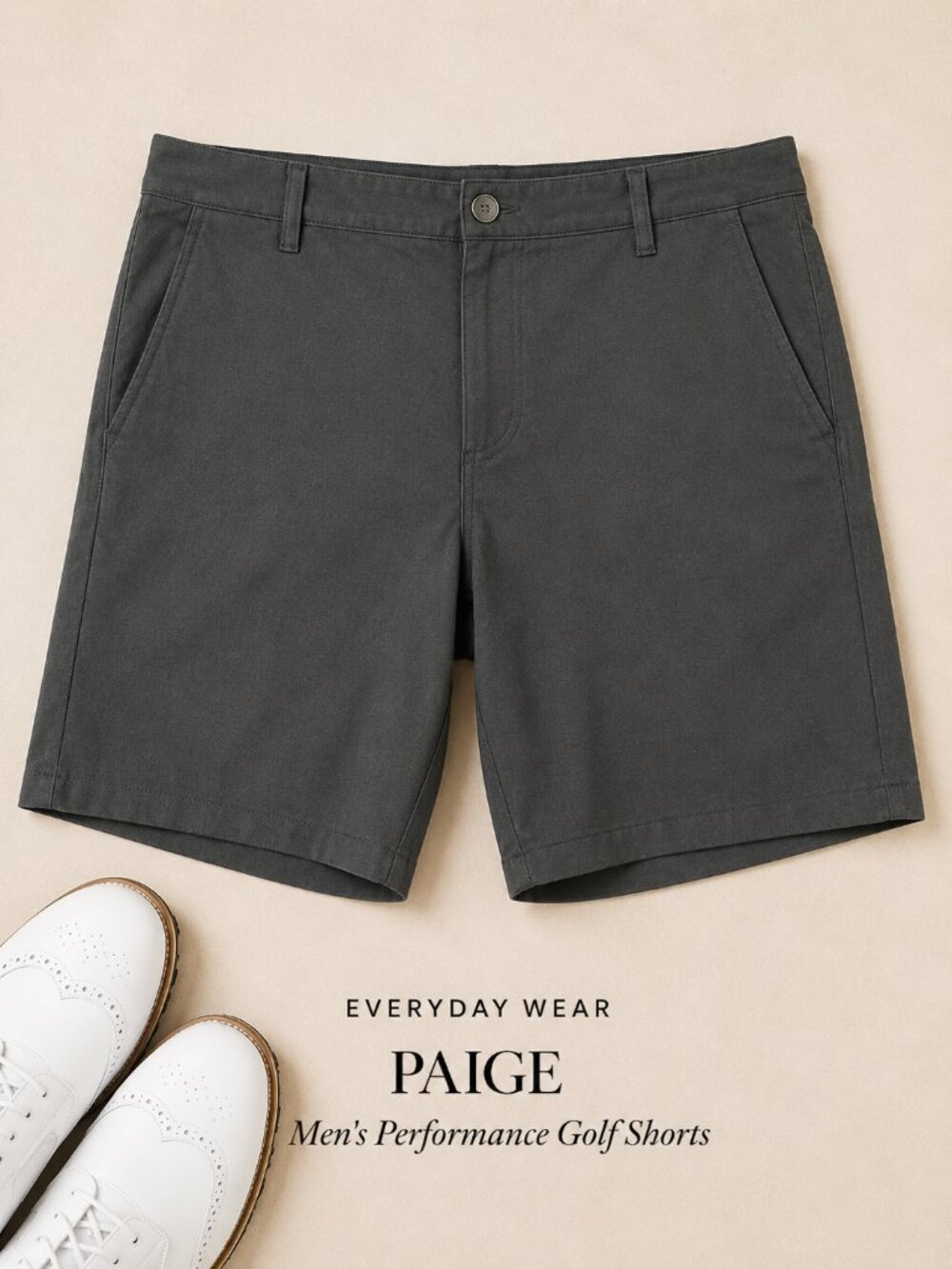 PAIGE Men's Black Performance Knit Shorts 32 Flat Front Stretch Golf